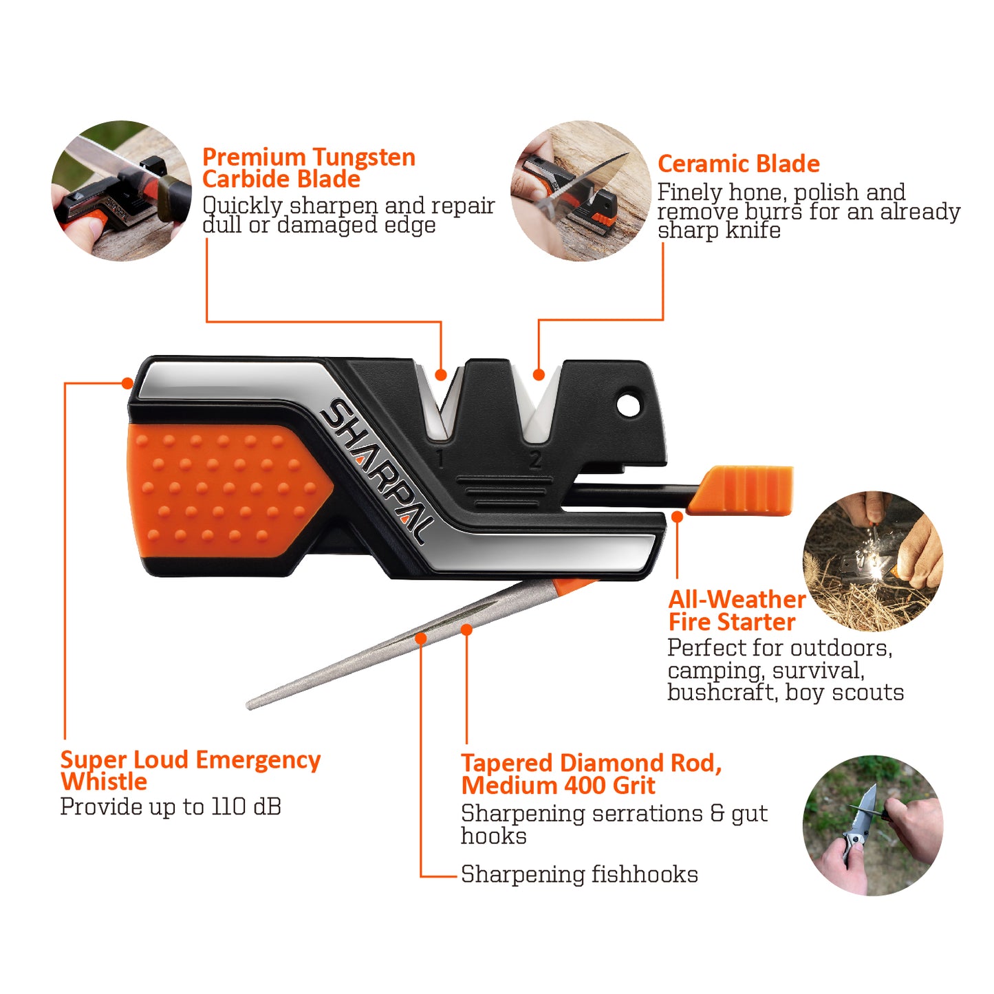 101N 6-In-1 Knife Sharpener & Survival Tool