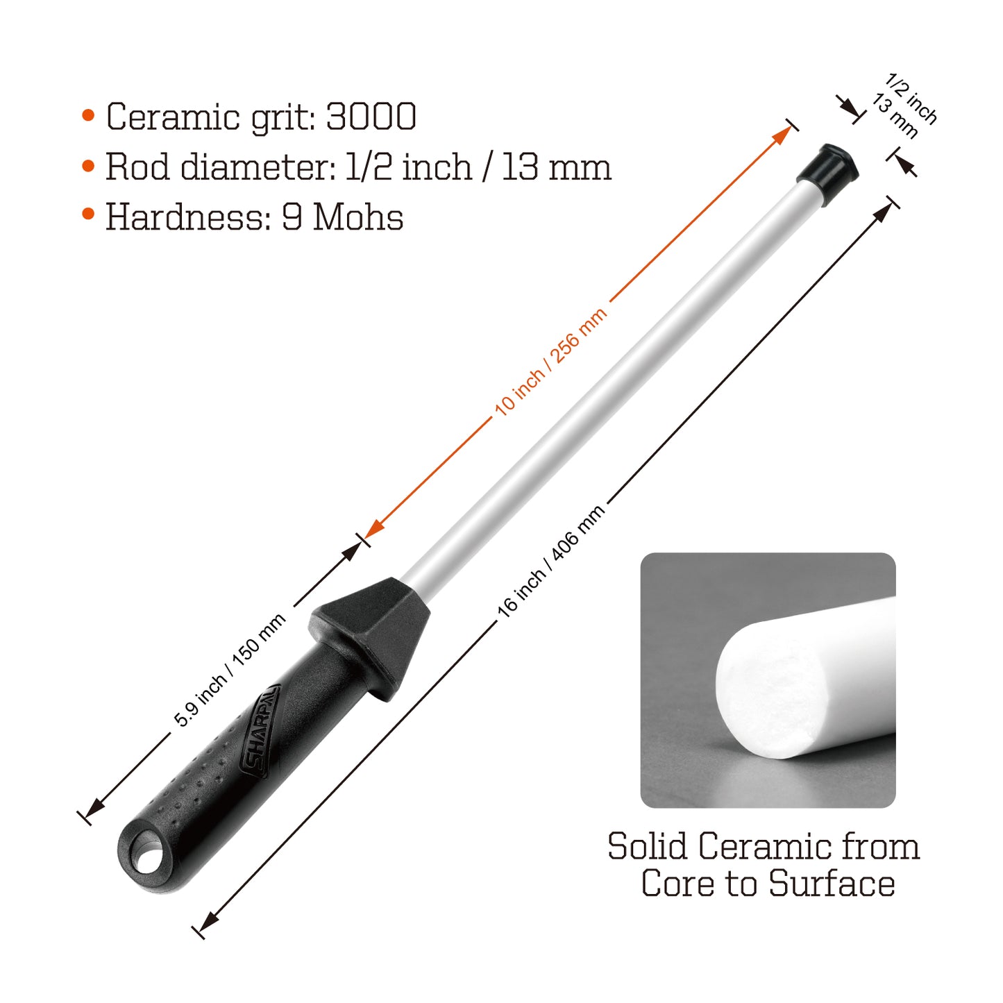 118H 10 in. Ceramic Sharpening Rod