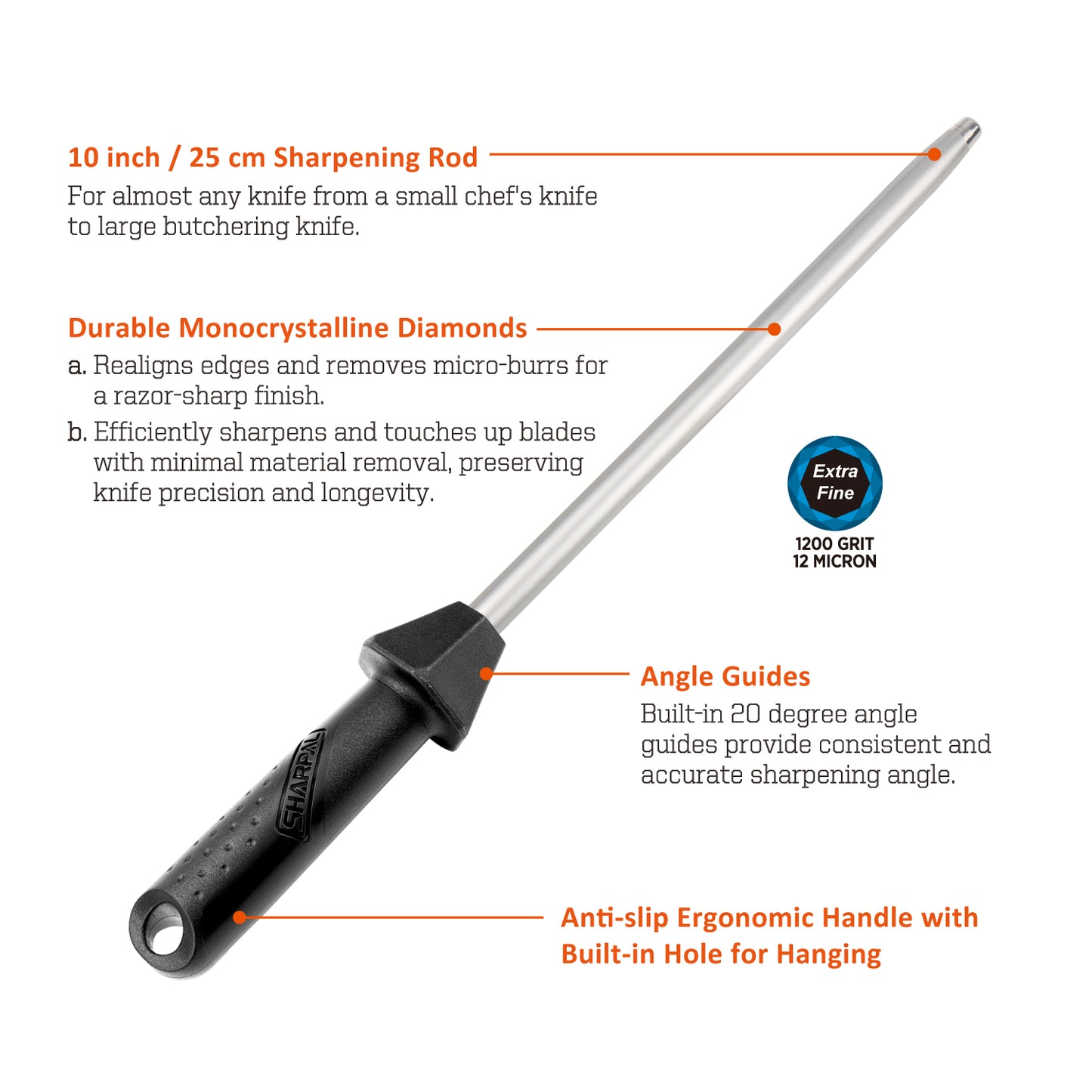 119H 10 in. Diamond Sharpening Rod