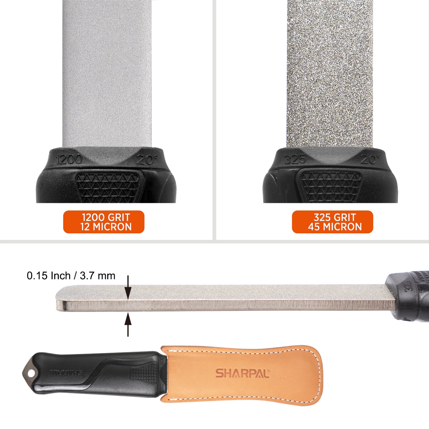127N Dual-Grit (Coarse 325 / Extra Fine 1200) Diamond Sharpening Stone with Leather Strop