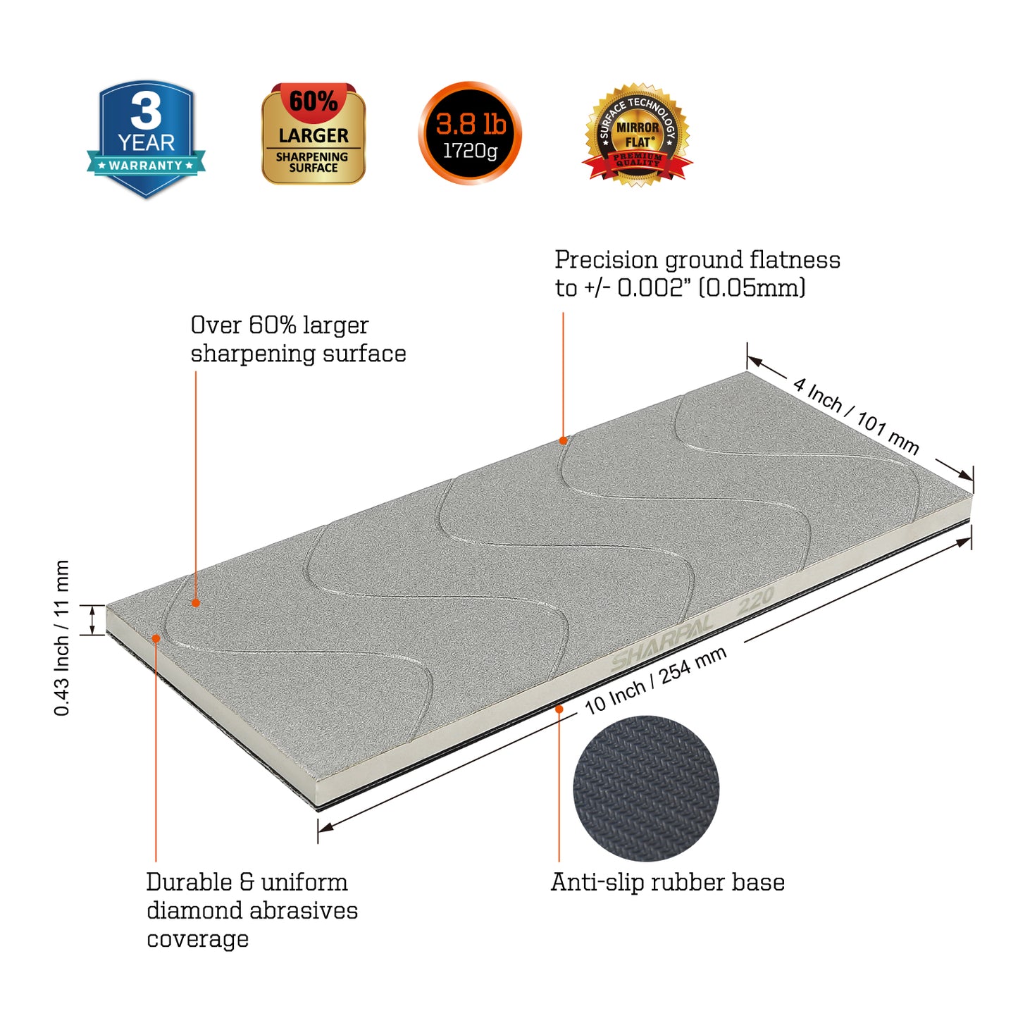 145H DIAMOND LAPPING PLATE 10’’ X 4’’ / 254 x 101 MM