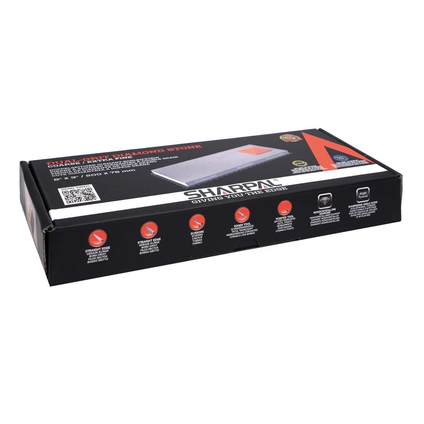 168H Large 8" x 3" Dual-Grit Diamond Sharpening Stone – Coarse 325 & Extra-Fine 1000 Grit with Anti-Slip Pad and Angle Guide