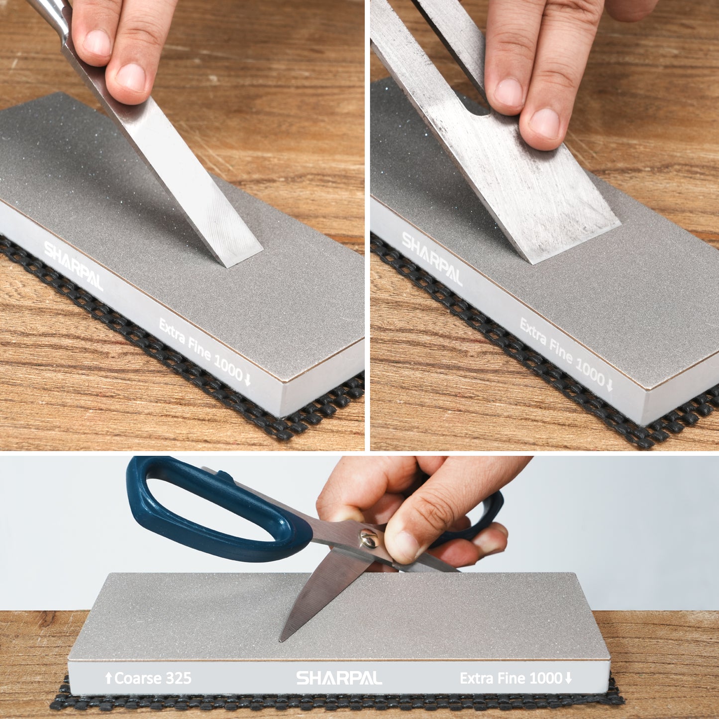168H Large 8" x 3" Dual-Grit Diamond Sharpening Stone – Coarse 325 & Extra-Fine 1000 Grit with Anti-Slip Pad and Angle Guide