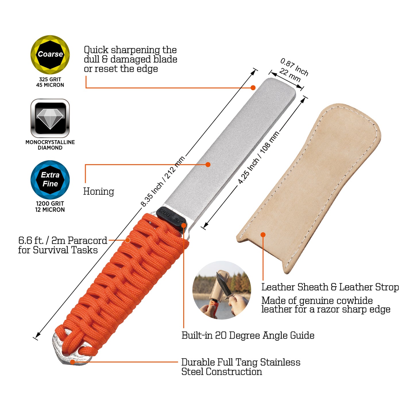 181N Dual-Grit Diamond Sharpener with Leather Strop