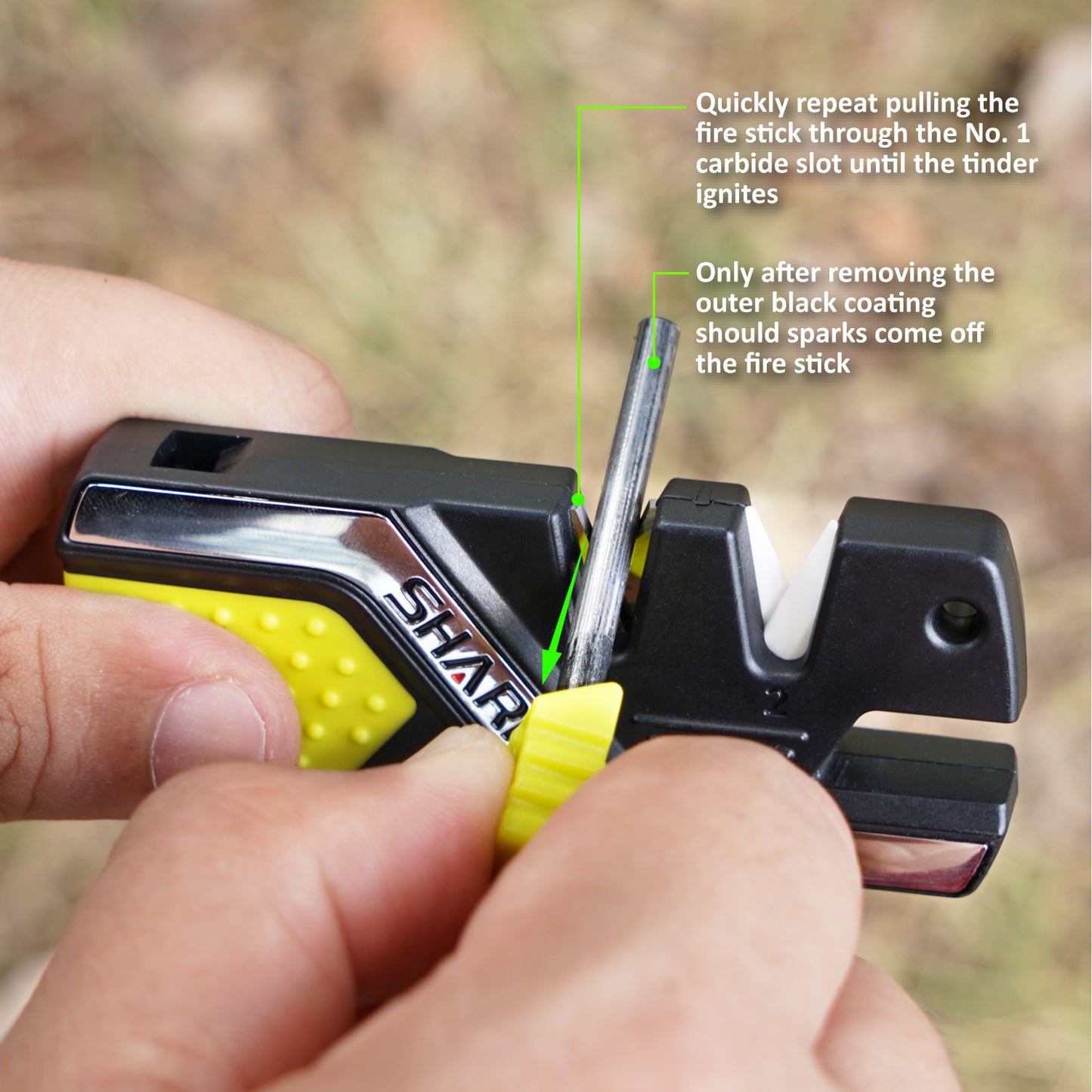 101N-G 6-In-1 Knife Sharpener & Survival Tool Green Version