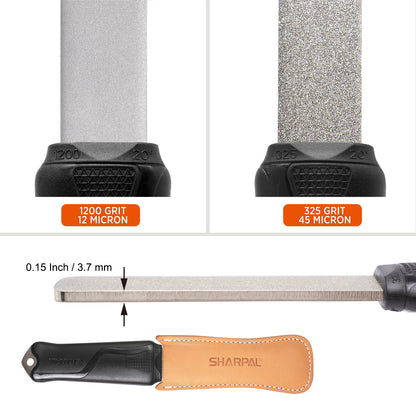 127N Dual-Grit (Coarse 325 / Extra Fine 1200) Diamond Sharpening Stone with Leather Strop