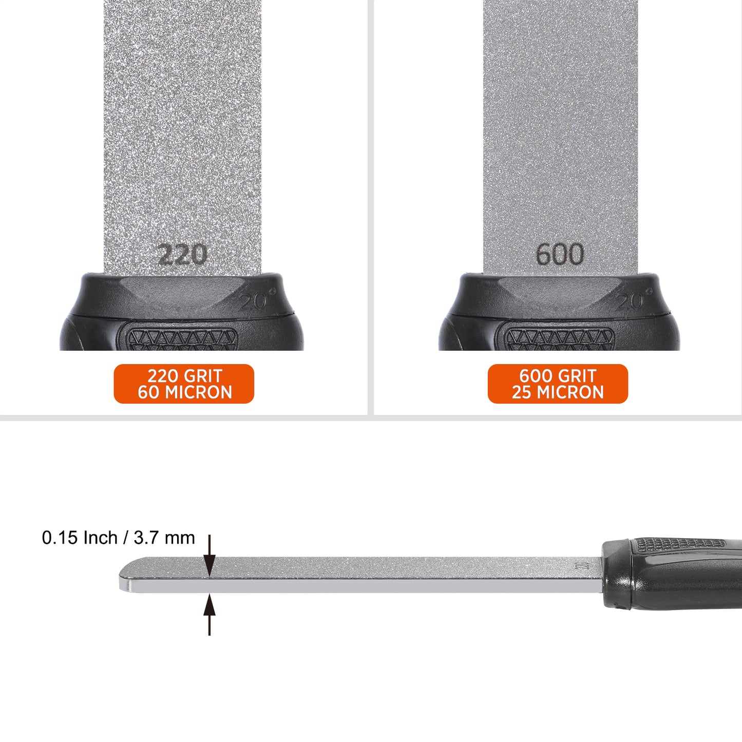 120N Dual-Grit Diamond Sharpener, Extra Coarse 220 grit & Fine 600 grit