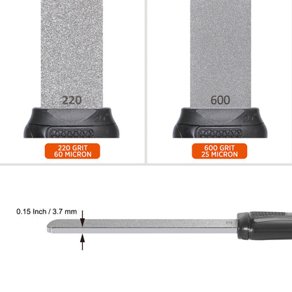 120N Dual-Grit Diamond Sharpener, Extra Coarse 220 grit & Fine 600 grit