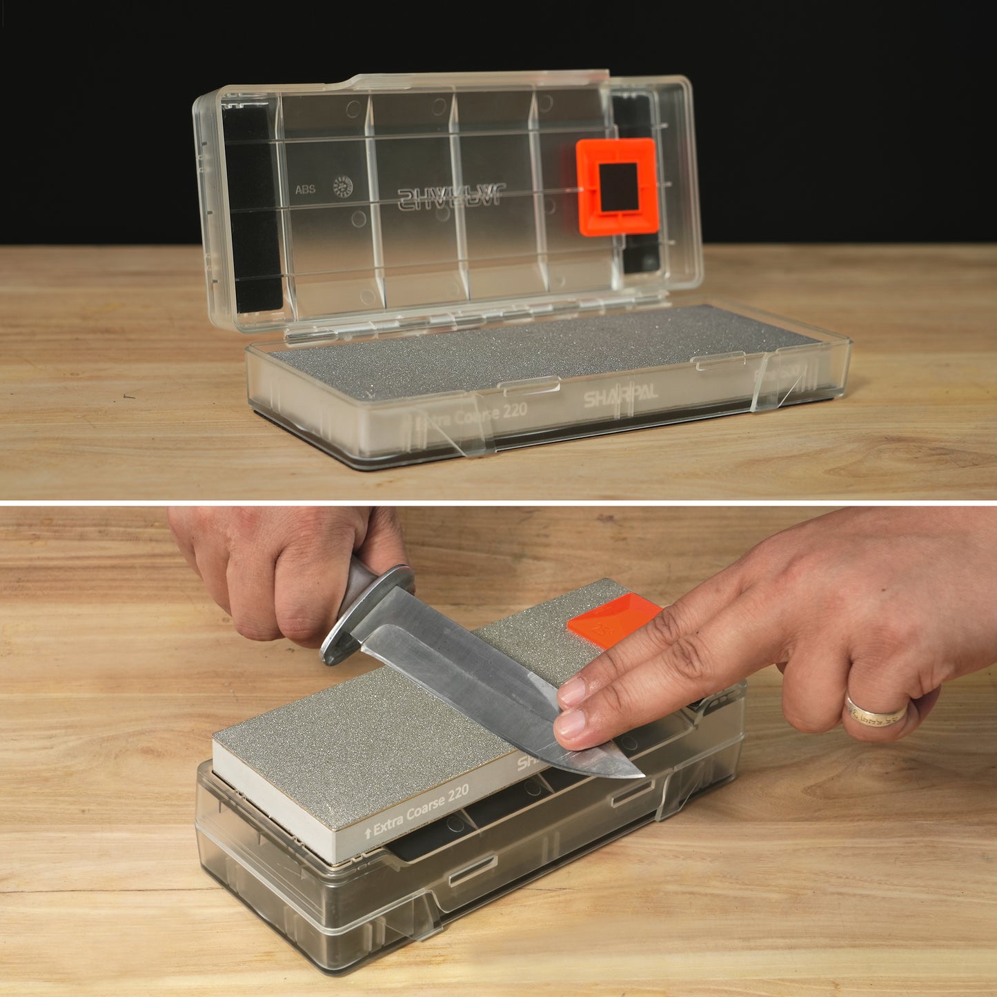 160H 2PCS 2-in-1 Sharpening Stone Holder & Storage Case