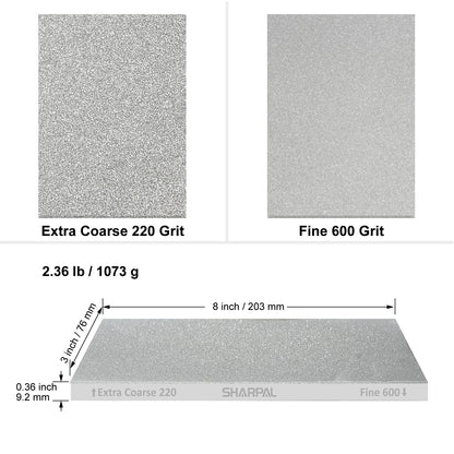 163N Double-Sided Diamond Sharpening Stone Whetstone Knife Sharpener Extra Coarse 220 / Fine 600 Grit