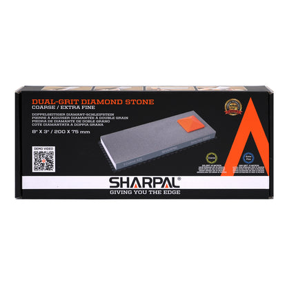 168H Large 8" x 3" Dual-Grit Diamond Sharpening Stone – Coarse 325 & Extra-Fine 1000 Grit with Anti-Slip Pad and Angle Guide