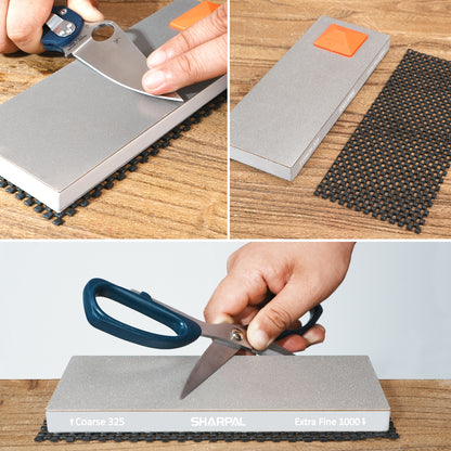 168H Large 8" x 3" Dual-Grit Diamond Sharpening Stone – Coarse 325 & Extra-Fine 1000 Grit with Anti-Slip Pad and Angle Guide