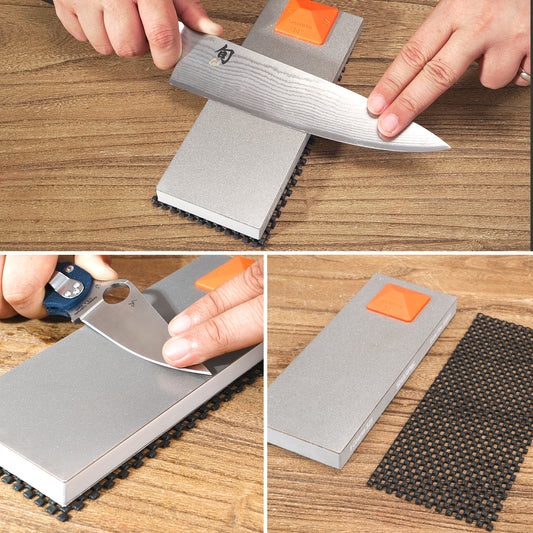 168H Large 8" x 3" Dual-Grit Diamond Sharpening Stone – Coarse 325 & Extra-Fine 1000 Grit with Anti-Slip Pad and Angle Guide
