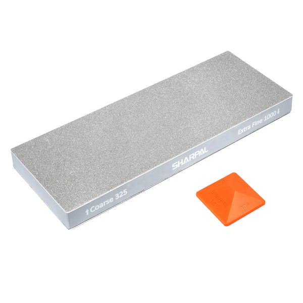 168H 8'' x 3'' Dual-Grit Diamond Sharpening Stone with Angle Guide (without storage case) Coarse 325 grit & Extra Fine 1000 grit