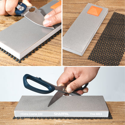169H Large 8" x 3" Dual-Grit Diamond Sharpening Stone – Extra-Coarse 220 & Fine 600 Grit with Anti-Slip Pad and Angle Guide