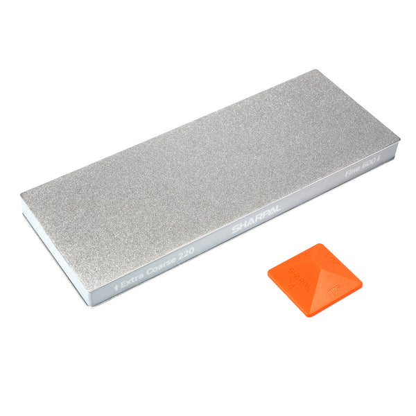 169H 8'' x 3'' Dual-Grit Diamond Sharpening Stone with Angle Guide (without storage case) Extra Coarse 220 grit & Fine 600 grit