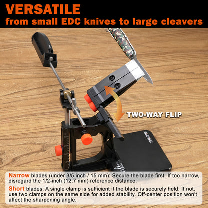 202H Precision Knife Sharpening System–Adjustable Angle 10–35° Knife Sharpener Kit with 7 Abrasive Plates (Diamond 220/325/600/1000, Whetstone 3000/6000, Leather Strop) and Giftable Carry Case